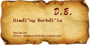 Dimény Borbála névjegykártya